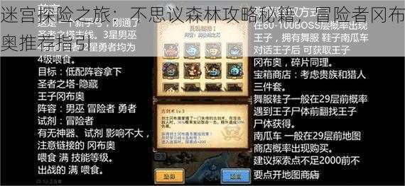 迷宫探险之旅:不思议森林攻略秘籍,冒险者冈布奥推荐指引