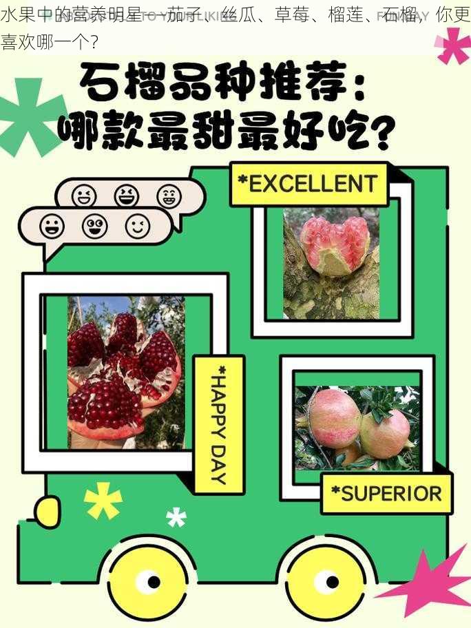 水果中的营养明星——茄子、丝瓜、草莓、榴莲、石榴,你更喜欢哪一个?