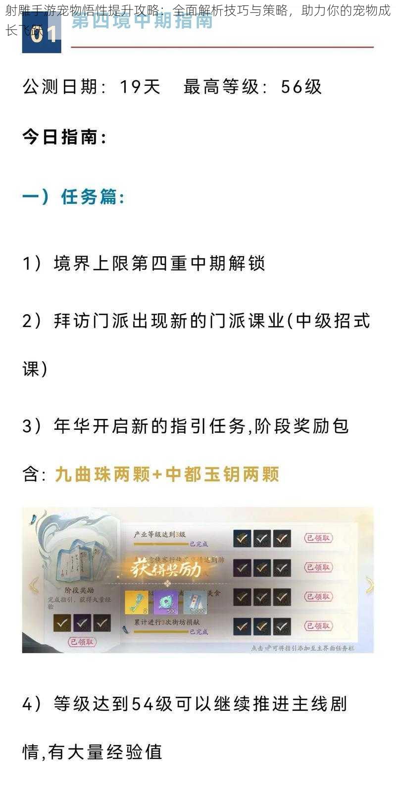 射雕手游宠物悟性提升攻略:全面解析技巧与策略,助力你的宠物成长飞跃