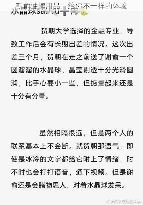 朝俞性趣用品:给你不一样的体验